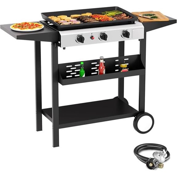 SKOK 3-Burner Portable Gas Griddle for Camping
