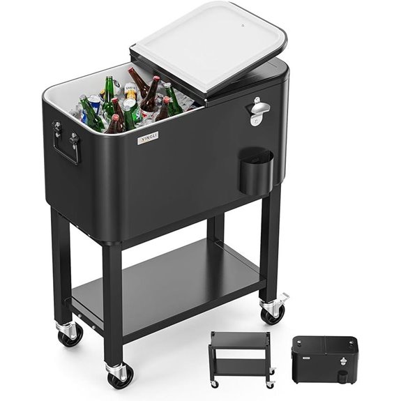 VINGLI Rolling Patio Cooler with Bottle Opener