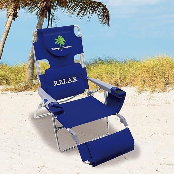 Tommy Bahama Portable Folding Beach Lounger with Ottoman