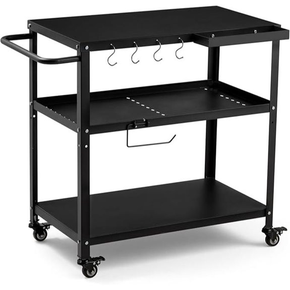 Multifunctional Outdoor Grill Cart with Lock Casters