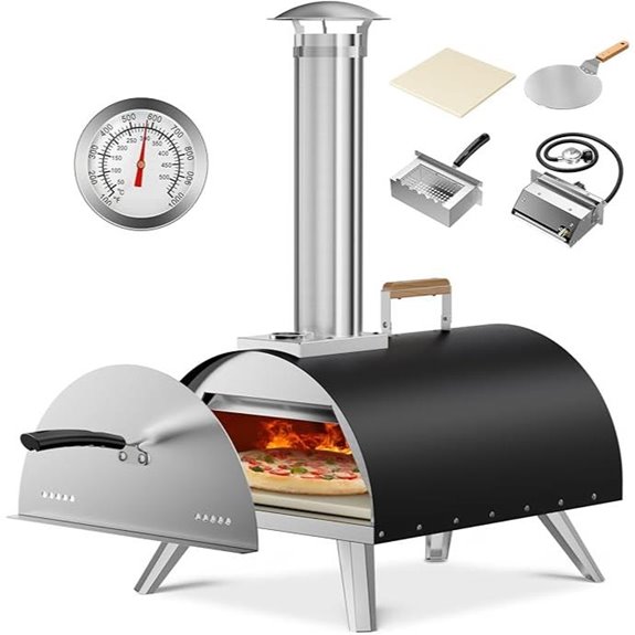 Portable Multi-Fuel Outdoor Pizza Oven with Thermometer