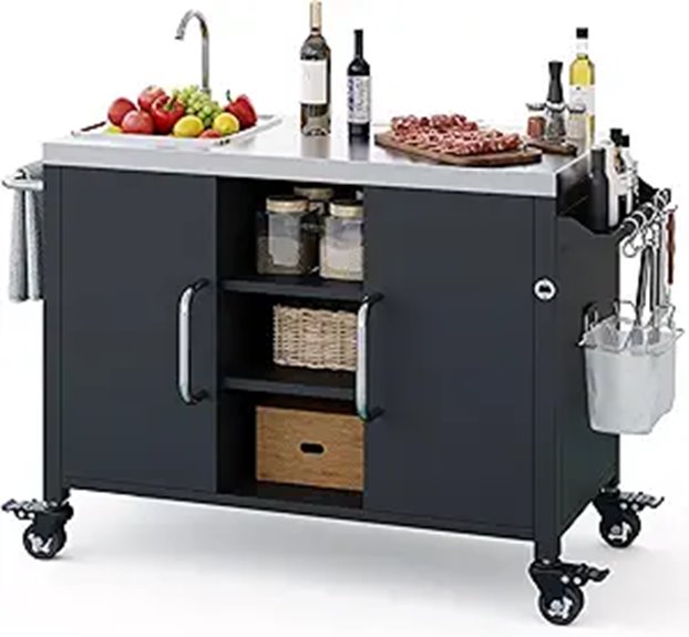 Outdoor Kitchen Island with Sink and Wheels