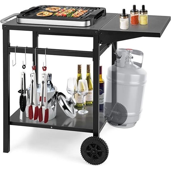 Giantex Outdoor Pizza Oven Stand with Wheels and Shelves