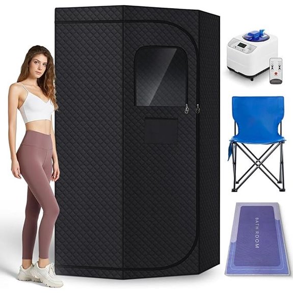 Portable Steam Sauna with Remote and Folding Chair