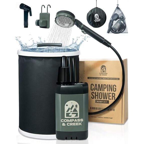 Portable Camping Shower Pump with Battery and Accessories