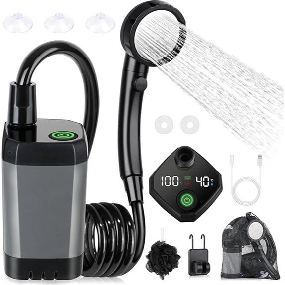 Rechargeable Camping Shower with LED Display and 4 Modes