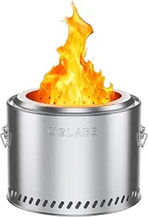 Golabs Smokeless Fire Pit Portable Stainless Steel Outdoor Firepit