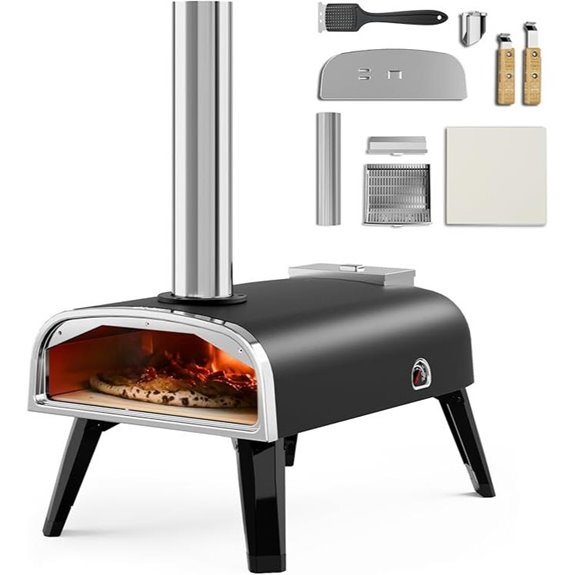 Outdoor 12 Wood-Fired Pizza Oven Portable Stainless Steel