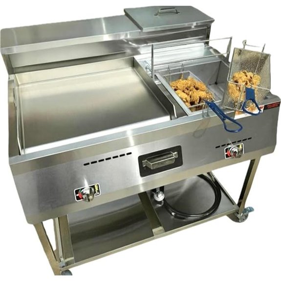 Propane 2-Basket Deep Fryer & Flat Top Griddle Cart