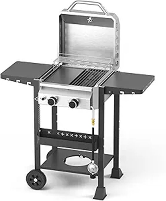 Propane Gas BBQ Grill with Cast Iron Frying Pan
