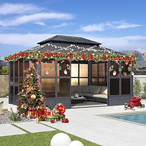 Purple Leaf 12x16 Hardtop Gazebo with Screen House