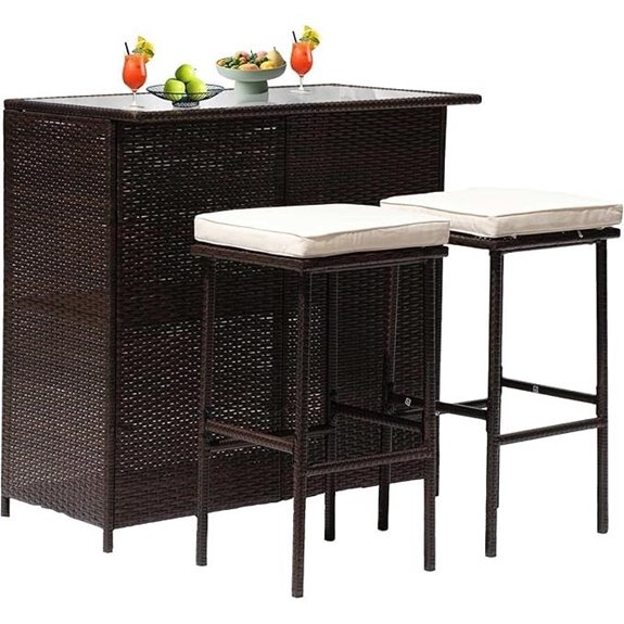 PayLessHere Rattan 3-Piece Patio Bar Set