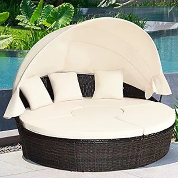 Costway Round Patio Daybed with Retractable Canopy