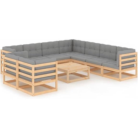 Rustic Outdoor Modular Garden Lounge Set with Cushions