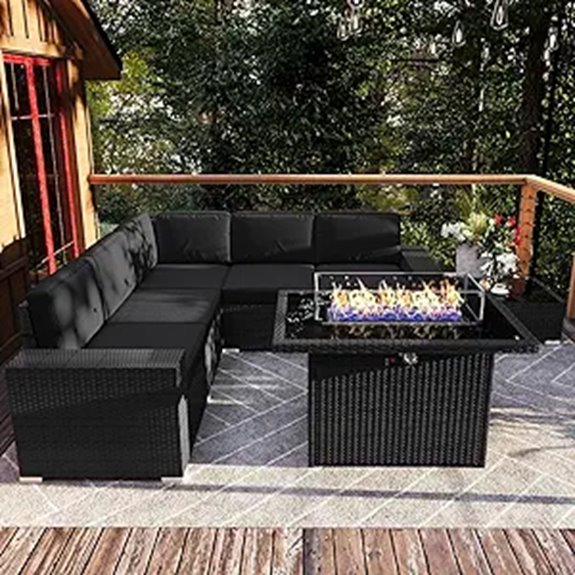 7-Piece Patio Furniture Set with Gas Fire Pit