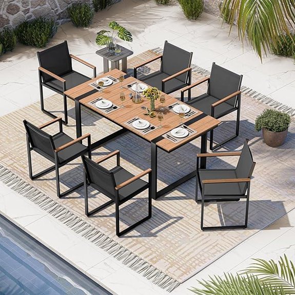 Outdoor 7-Piece Patio Dining Set with Umbrella Hole