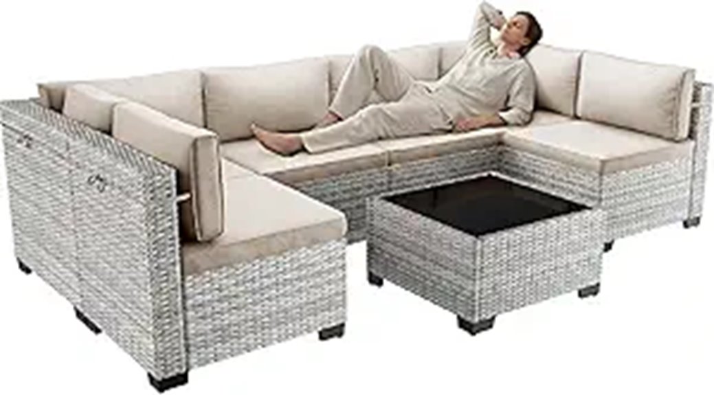 7-Piece Outdoor Patio Furniture Set with Cushions