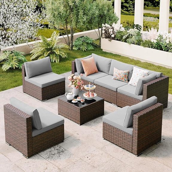 7-Piece Outdoor Patio Rattan Furniture Set