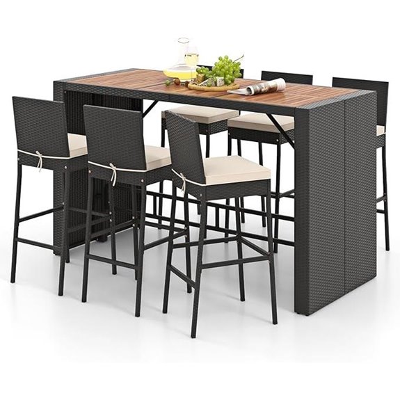 RELAX4LIFE 7-Piece Outdoor Wicker Bar Set