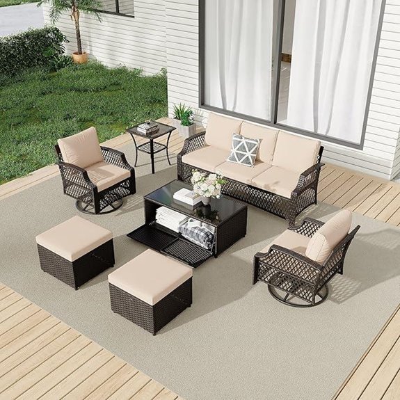 HOMREST 7-Piece Wicker Patio Furniture Set