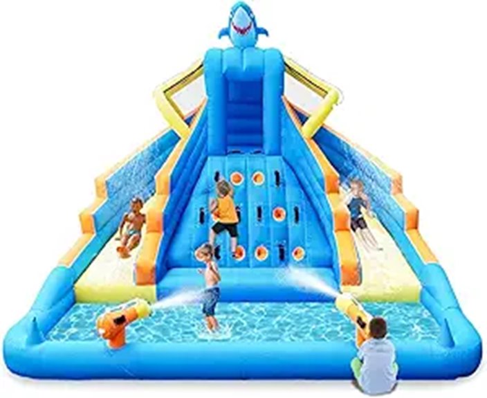 Inflatable Shark Water Slide with Pool and Blower