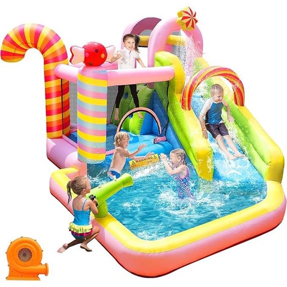 Inflatable 6-in-1 Water Bounce House with Splash Pool