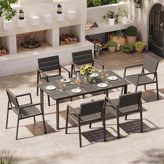 Outdoor Dining Set for 6 with Umbrella Hole