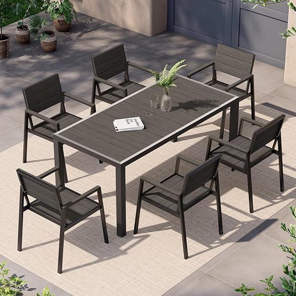Outdoor Dining Set for 6 with Umbrella Hole
