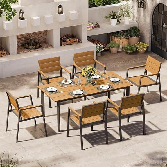 Outdoor Dining Set for 6 with Umbrella Hole