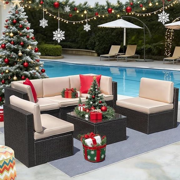 Devoko 6-Piece Patio Rattan Furniture Set with Cushions