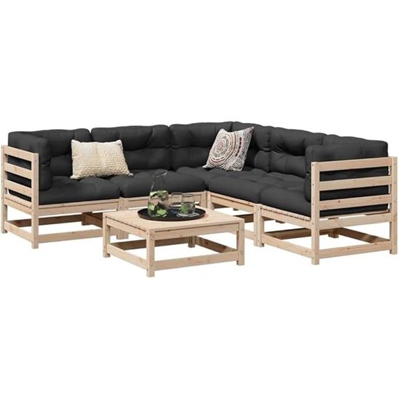 6-Piece Modular Pine Garden Sofa Set