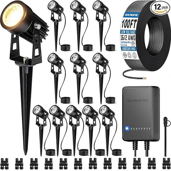 SUNVIE LED Landscape Lighting Kit 12-Pack Waterproof Garden