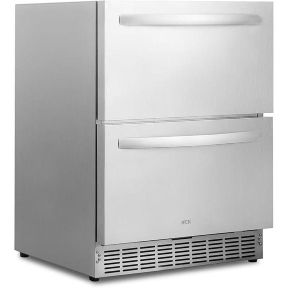 HCK 24-Inch Stainless Steel Double Drawer Beverage Fridge