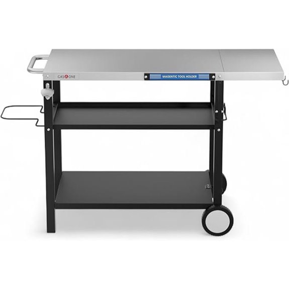 GasOne Stainless Steel Rolling Grill Cart with Side Shelf