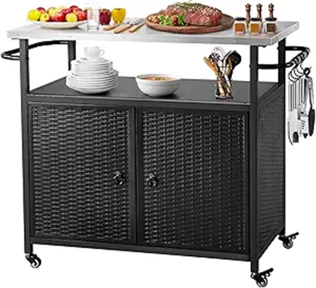Outdoor Grill Cart with Storage and Stainless Steel Top