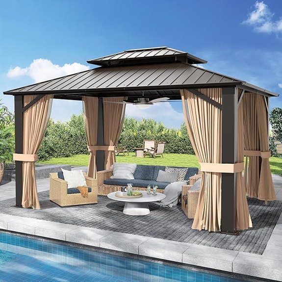 10’x12’ Steel Gazebo with Curtains and Netting