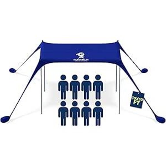 SUN NINJA UPF50+ Beach Tent with Ground Stakes