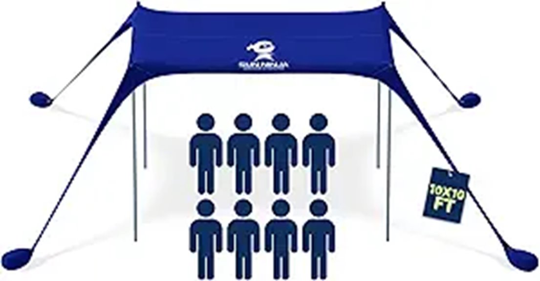 SUN NINJA UPF50+ Beach Tent with Accessories