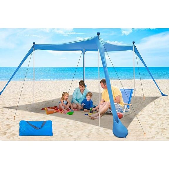 Beach Canopy UPF50+ 11x11 FT Sun Shelter with Poles