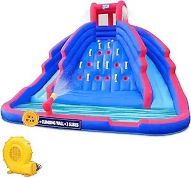 Sunny & Fun Inflatable Water Slide Park with Climbing Wall
