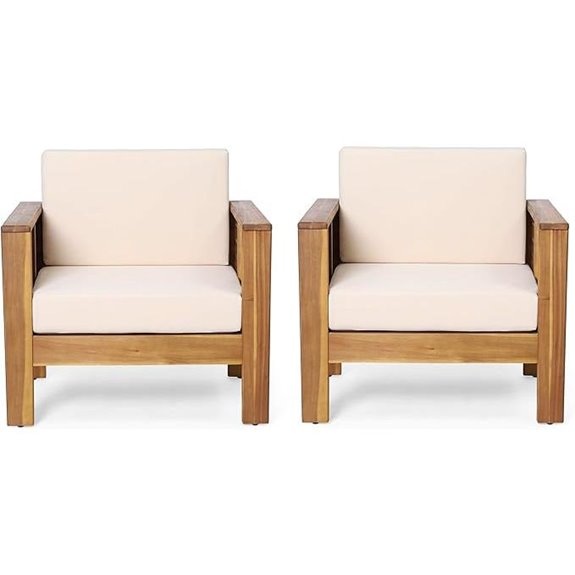 Christopher Knight Home Louver Club Chairs Teak + Cream