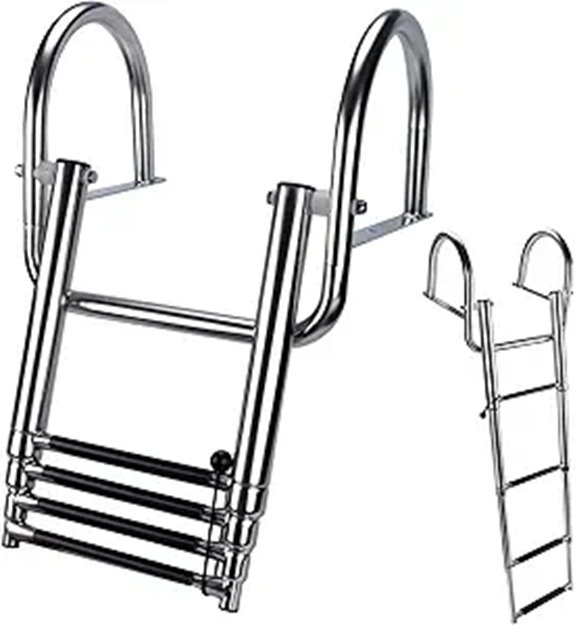 Hoffen 4-Step Telescoping Boat Ladder with Handrails