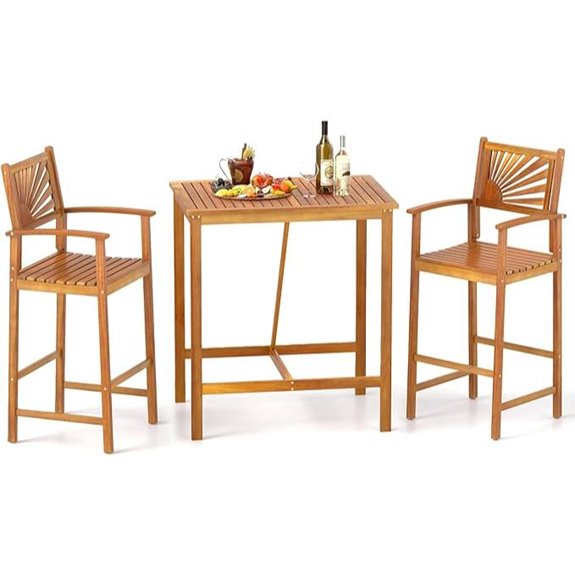 Tangkula 3-Piece Patio Bar Set with Chairs