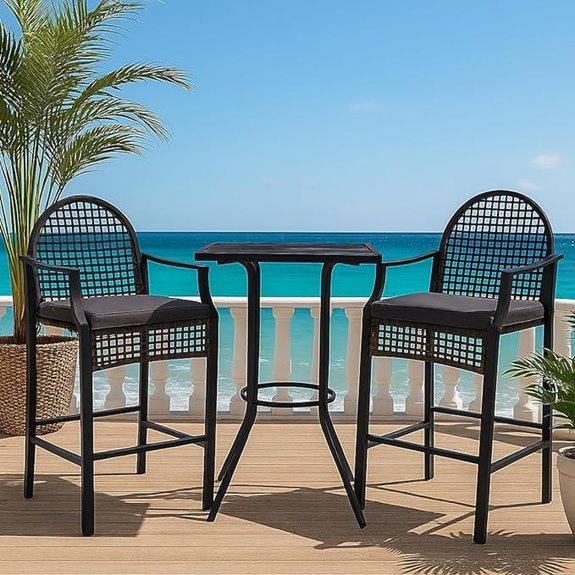 Outdoor 3-Piece Wicker Patio Bar Set