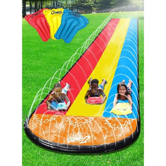 JAMBO Triple Water Slide with Bodyboards and Sprinkler