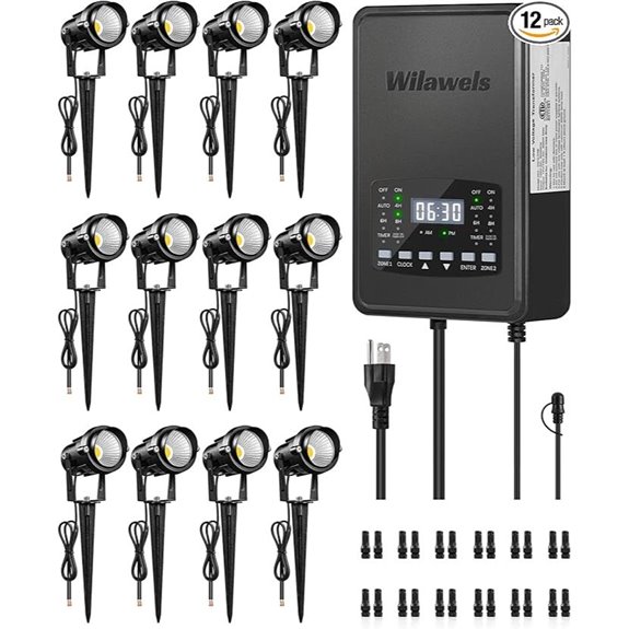 12-Pack LED Landscape Lights with Transformer
