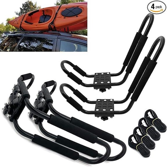 Taelakeni 2 Pairs Kayak Carrier Racks Universal Cars Kayak Roof J Bar Rack