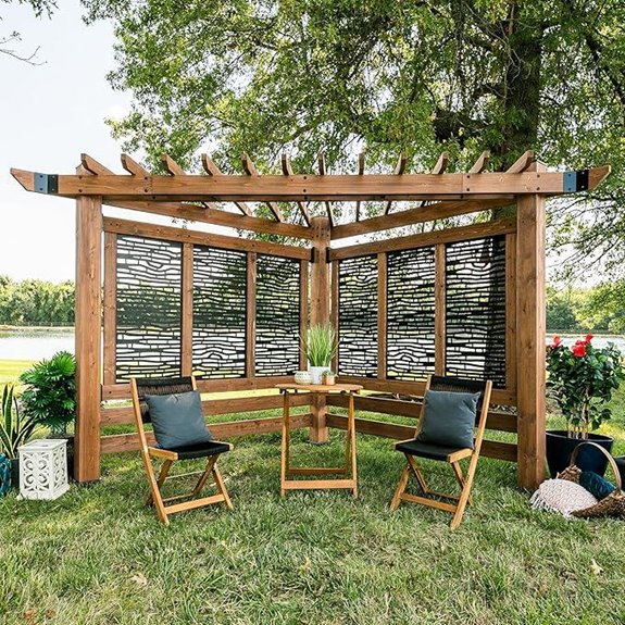 Backyard Discovery Verona Cedar Corner Pergola with Privacy