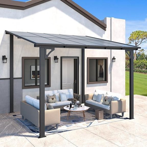 AECOJOY Wall-Mounted Patio Gazebo with Hard Top