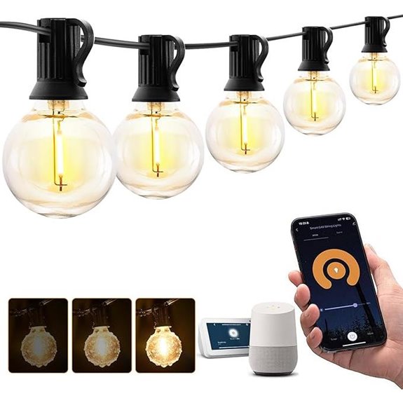 XMCOSY Outdoor WiFi String Lights Dimmable Waterproof